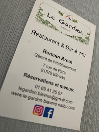 Restaurant Le Garden à Bièvres (la carte)