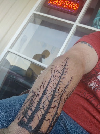 Explore thigh piece tattoo ideas, creative tattoo ideas in Etters, available at Twisted Mad Hatter tattoo