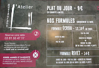 Menu / carte de Restaurant L'Atelier à Serre-les-Sapins