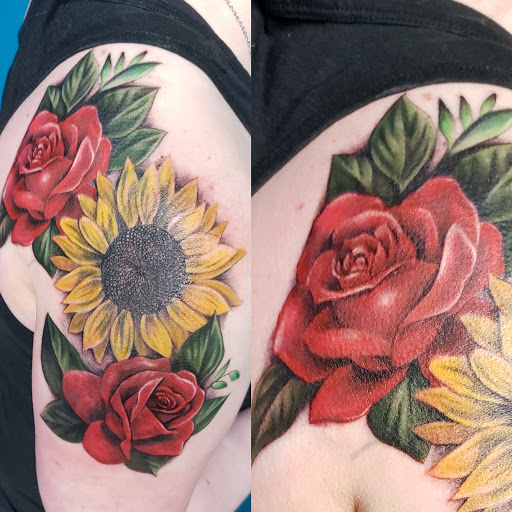Explore cloud sleeve tattoo ideas, creative tattoo ideas in Calimesa, available at County Line Tattoo