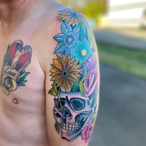 Explore chain link tattoo ideas, creative tattoo ideas in Calhoun, available at A Sailors Grave Tattoo Parlor