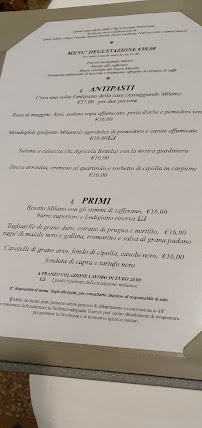 Trattoria del Nuovo Macello à Milan menu