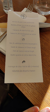 Menu du Mas de Lafeuillade à Montpellier