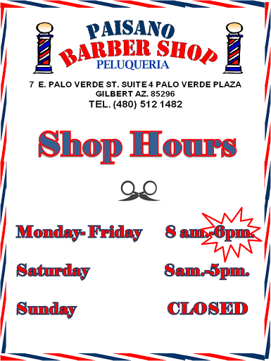 Barber Shop «Paisano Barber Shop», reviews and photos, 7 E Palo Verde St #4, Gilbert, AZ 85296, USA