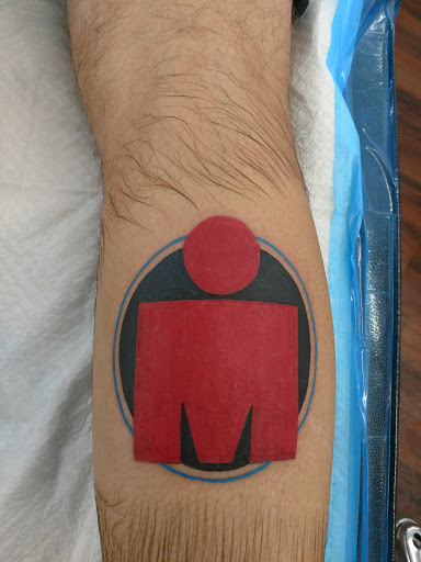 Explore batman logo tattoo ideas, creative tattoo ideas in Cedar Springs, available at Americas Renegade Tattoo Society