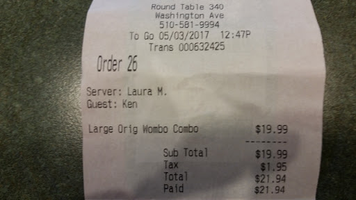 Pizza Restaurant «Round Table Pizza», reviews and photos, 1359 Washington Ave, San Leandro, CA 94577, USA