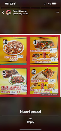 Pizzeria Sabri Pizzeria e Kebab à Prato - menu / carte