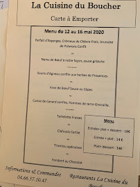 Menu du La Cuisine Du Boucher à Saint-Quentin-la-Poterie
