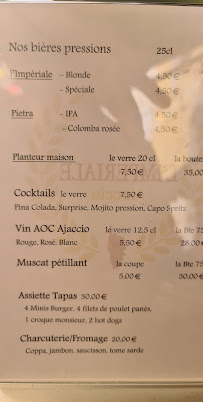 Menu / carte de Micro brasserie impériale à Ajaccio