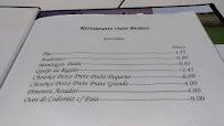 Menu / carte de Ouro Branco à Vila Viçosa