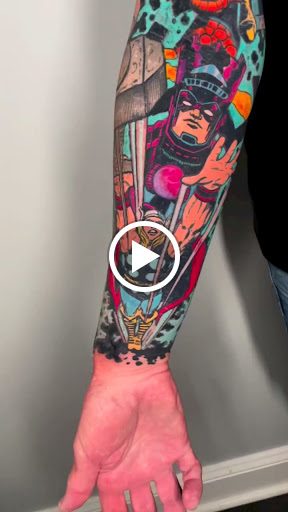 Explore elbow ditch tattoo ideas, creative tattoo ideas in Charlottesville, available at Spitfire Tattoo & Gallery