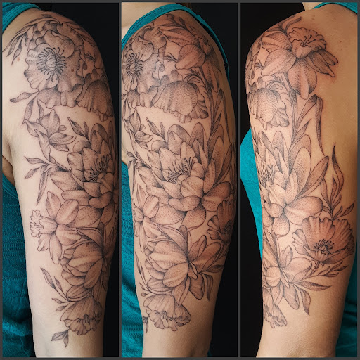 Explore october birth flower tattoo ideas, creative tattoo ideas in Great Falls, available at Sparrows and Arrows Tattoo