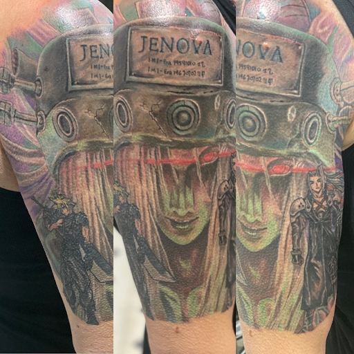 Explore upper arm men tattoo ideas, creative tattoo ideas in Evansville, available at Ink Therapy 101