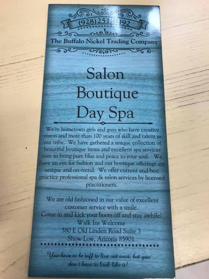 Buffalo Nickel Salon, Spa Boutique 85901