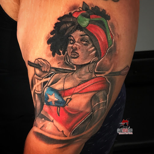 Explore pitbull dog tattoo ideas, creative tattoo ideas in Atlanta, available at Golden Anchor Tattoo