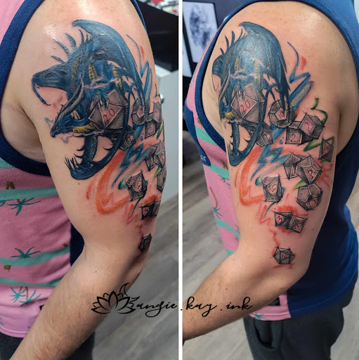 Explore mothman tattoo ideas, creative tattoo ideas in Casper, available at Luna & Lotus Amethyst Ink Angie Kay