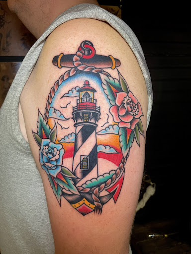 Explore sleeve filler tattoo ideas, creative tattoo ideas in Bangor, available at El Dorado Tattoos