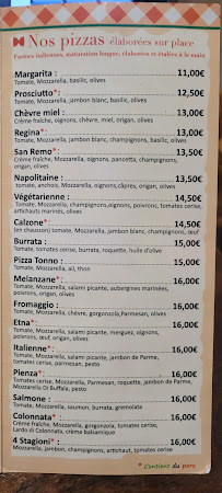 Restaurant Bella Napoli à Narbonne (le menu)