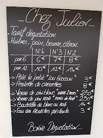 Bar-restaurant à huîtres Chez Julien à Andernos-les-Bains (la carte)