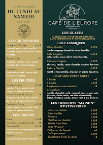 Menu du Café de l'Europe à Pau