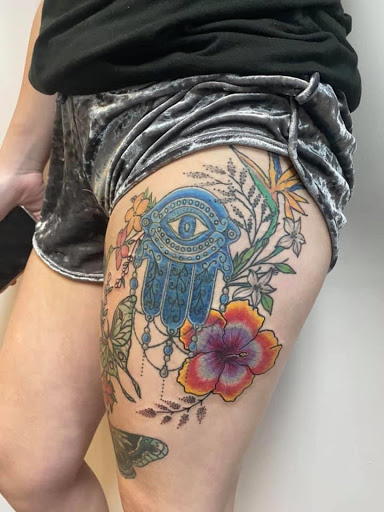 Explore sleeve tattoo ideas for ladies, creative tattoo ideas in Kenosha, available at Kenosha Tattoo Company