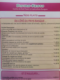 Chez Gladines Butte aux cailles à Paris menu