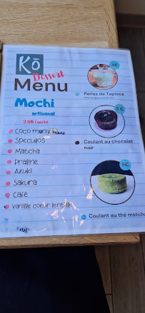 Restaurant EST Bento - KŌ à Saint-Pierre (le menu)