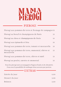 Menu du MAMA PIEROGI à Clichy