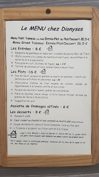 Chez Dionysos à Orléans menu