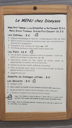 menu du Restaurant Chez DIONYSOS à Orléans