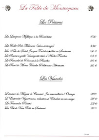 Menu du Restaurant La Table de Montesquieu à La Brède