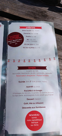 Le Clariant à Corrençon-en-Vercors menu