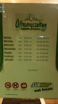 Menu du Subway à Frankenberg (Eder)