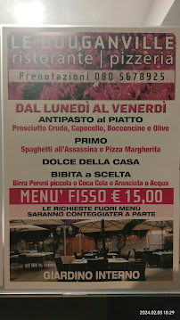 Le Bougainville à Bari menu