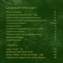 Restaurant français Restaurant Le Poinçon à Guéthary (le menu)