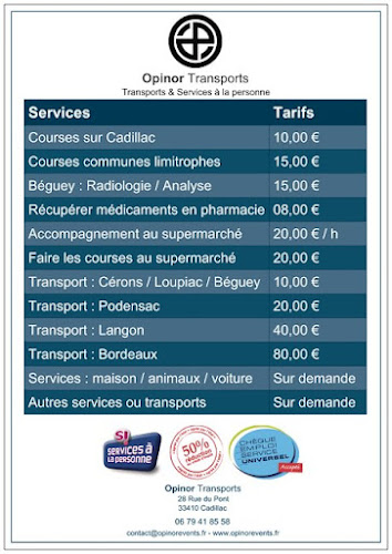 Agence de services d'aide à domicile Opinor Transports Cadillac-sur-Garonne
