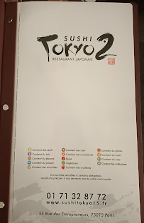Restaurant japonais Sushi Tokyo à Paris - menu / carte