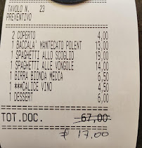 Carte du Trattoria Ca' Foscari al Canton à Venice