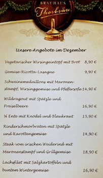 Menu du Bräustüberl zum Thorbräu à Augsburg