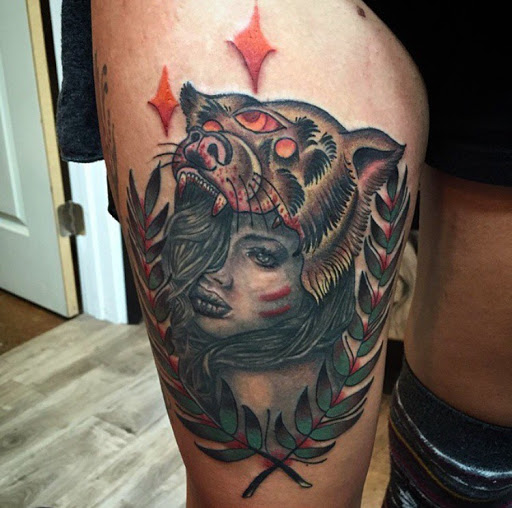 Explore lioness tattoo ideas for females, creative tattoo ideas in San Diego, available at Sideshow Tattoo and Piercing