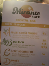 Cafe Mirante à Praiano carte