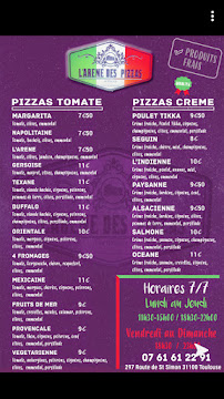 Carte du L'arène Des Pizzas à Toulouse