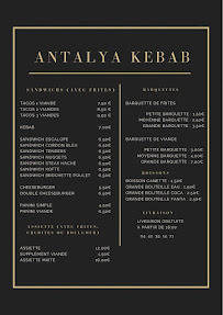 Menu du Antalya kebab à Port-de-Bouc