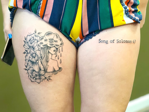 Explore unique sleeve tattoo ideas for females, creative tattoo ideas in Batavia, available at The Pretty Pin-Up Tattoo Parlor