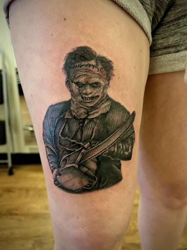 Explore half sleeve tattoo design ideas, creative tattoo ideas in Flat Rock, available at The Gallows Tattoo Studio