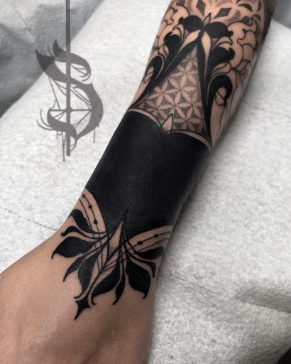 Explore curse mark tattoo ideas, creative tattoo ideas in Lopez Island, available at Soot and Bone Body Art Studio