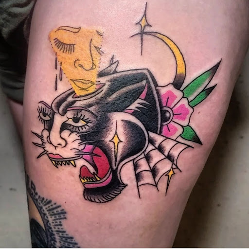 Explore men tattoo ideas leg, creative tattoo ideas in Carbondale, available at Bonedale Tattoo