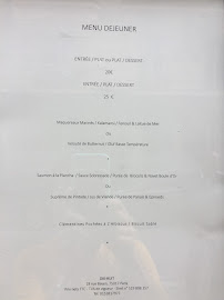 Fanfan à Paris menu