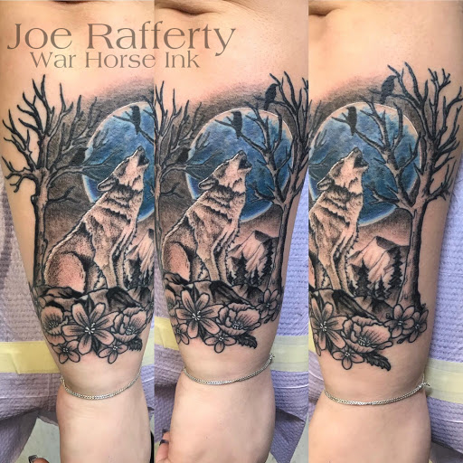 Explore blue rose tattoo ideas, creative tattoo ideas in Kent, available at War Horse Ink