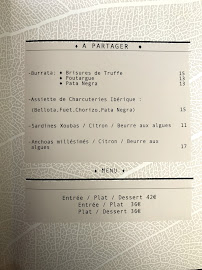 Restaurant français Coretta à Paris - menu / carte